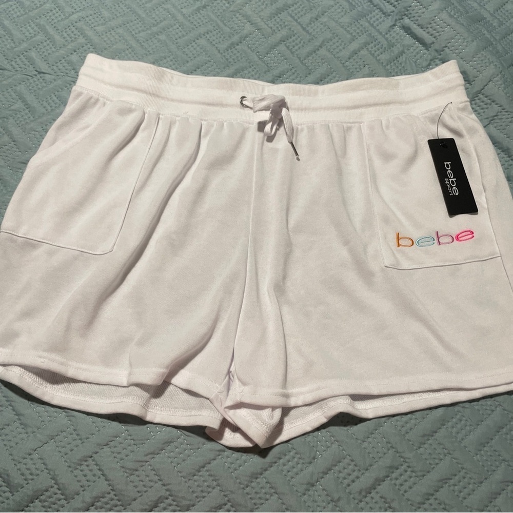 Bebe Sport Womens 3x Cotton Blend White Shorts